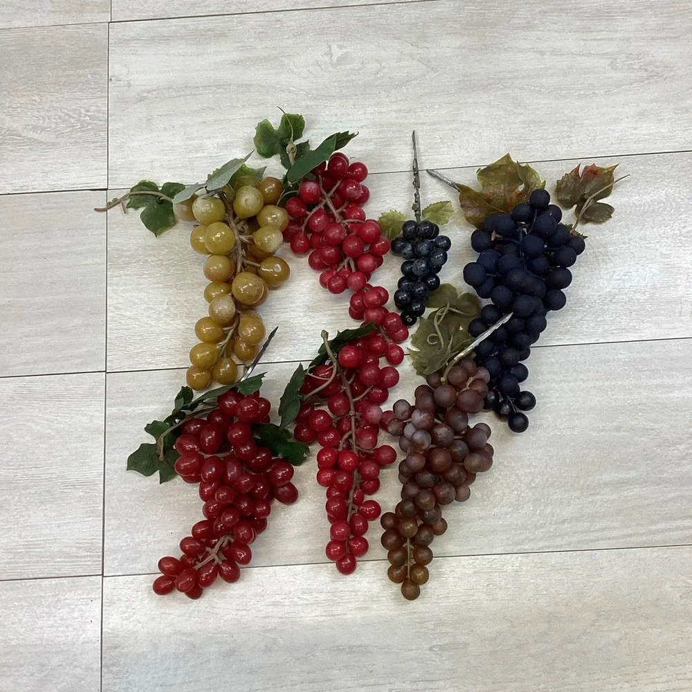 7 Vintage Artificial Grape Cluster Decor